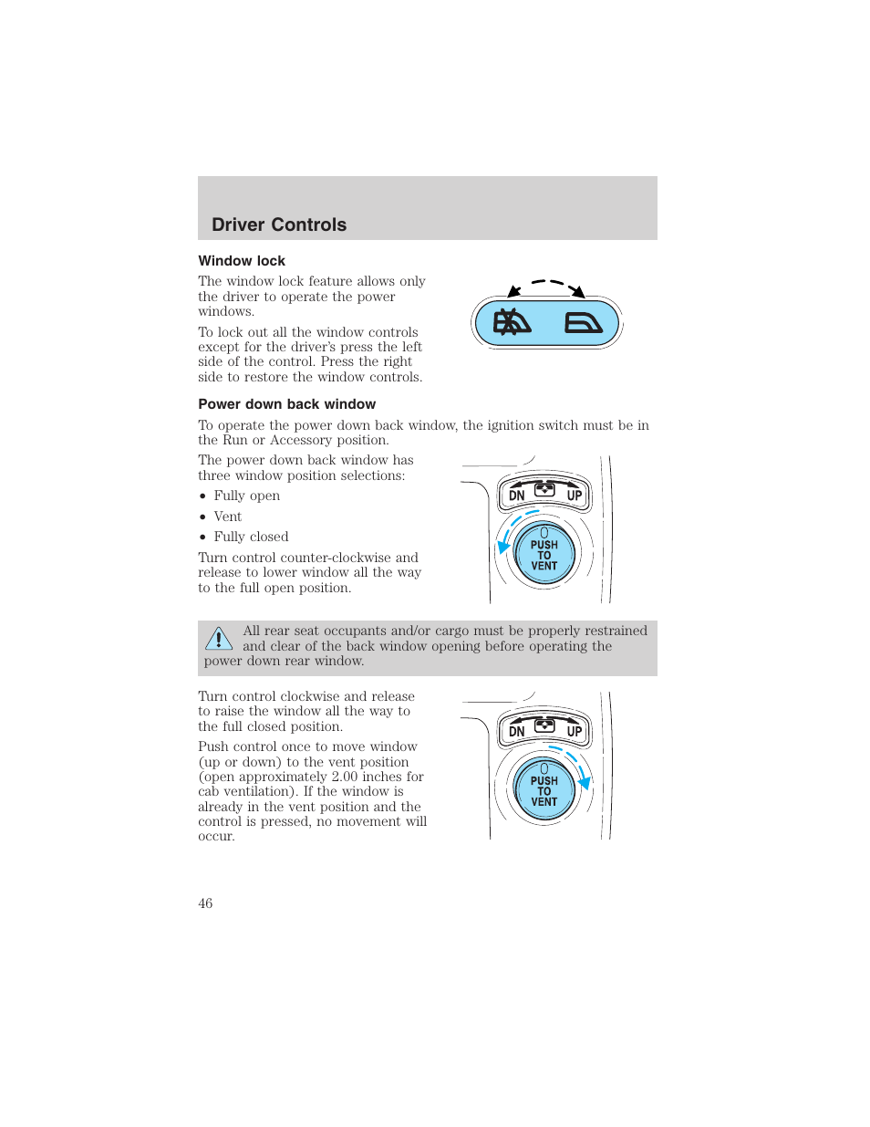 Driver controls | FORD 2002 Explorer Sport Trac User Manual | Page 46 / 200