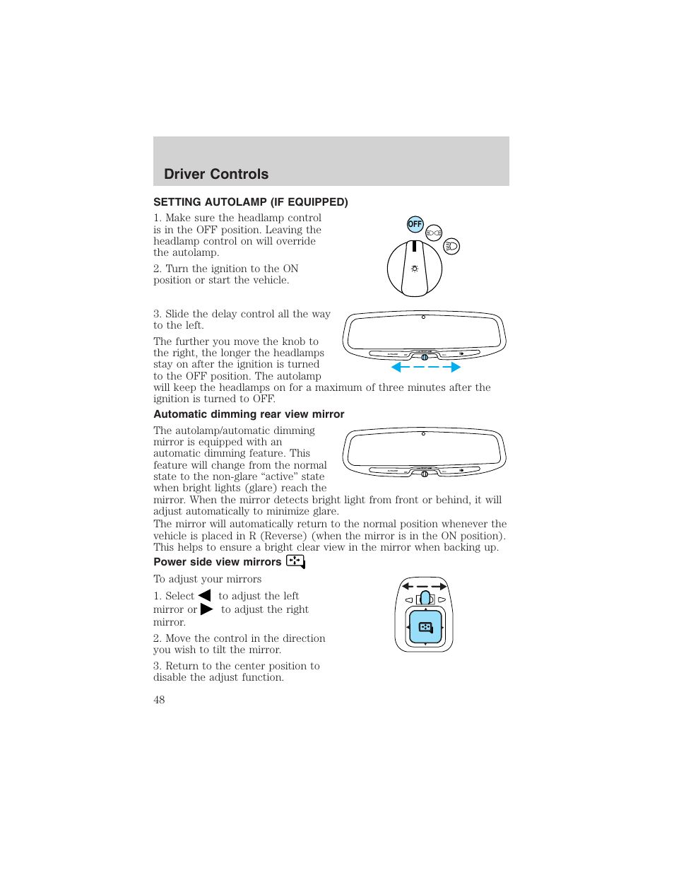 Driver controls | FORD 2002 Explorer Sport Trac User Manual | Page 48 / 200