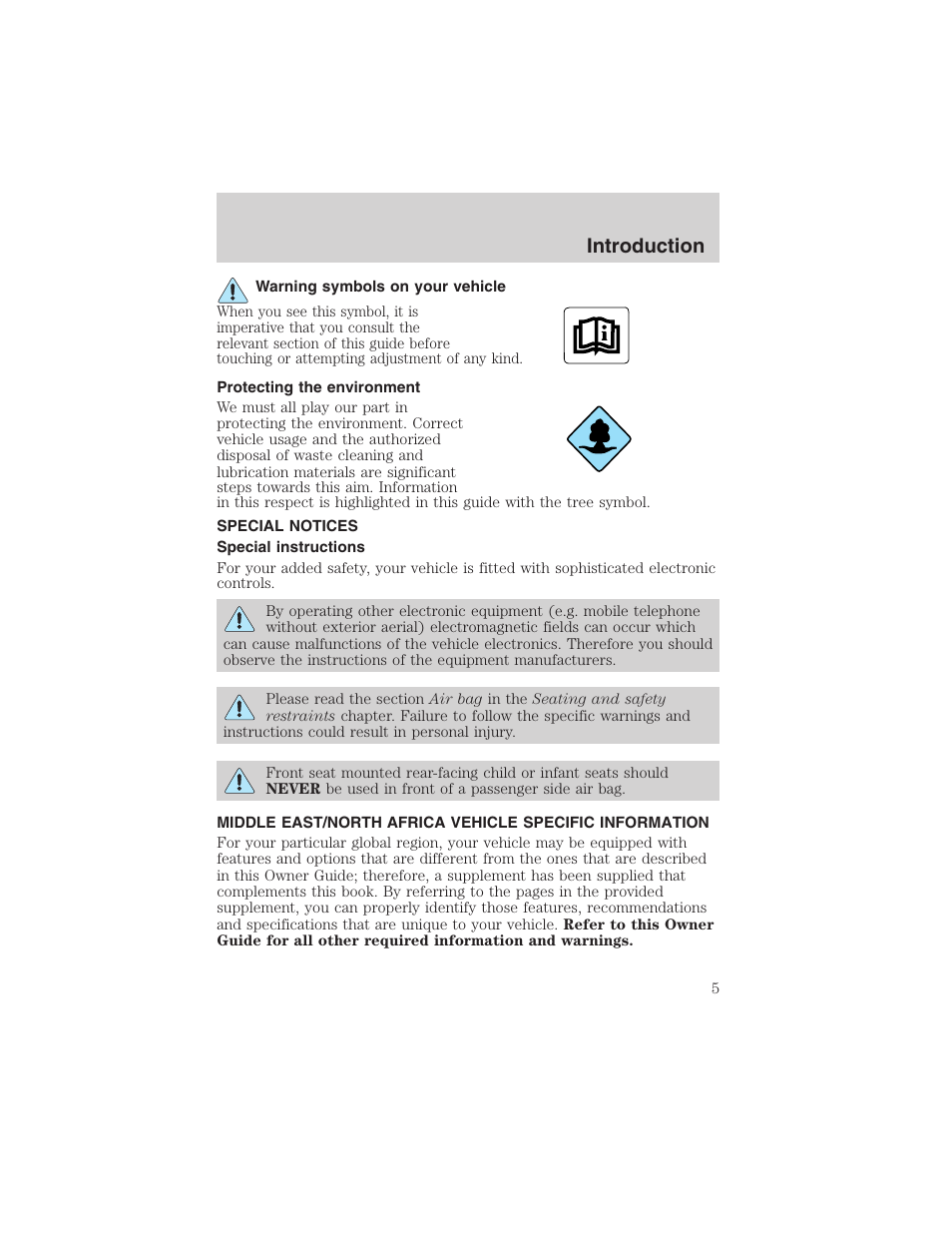 Introduction | FORD 2002 Explorer Sport Trac User Manual | Page 5 / 200