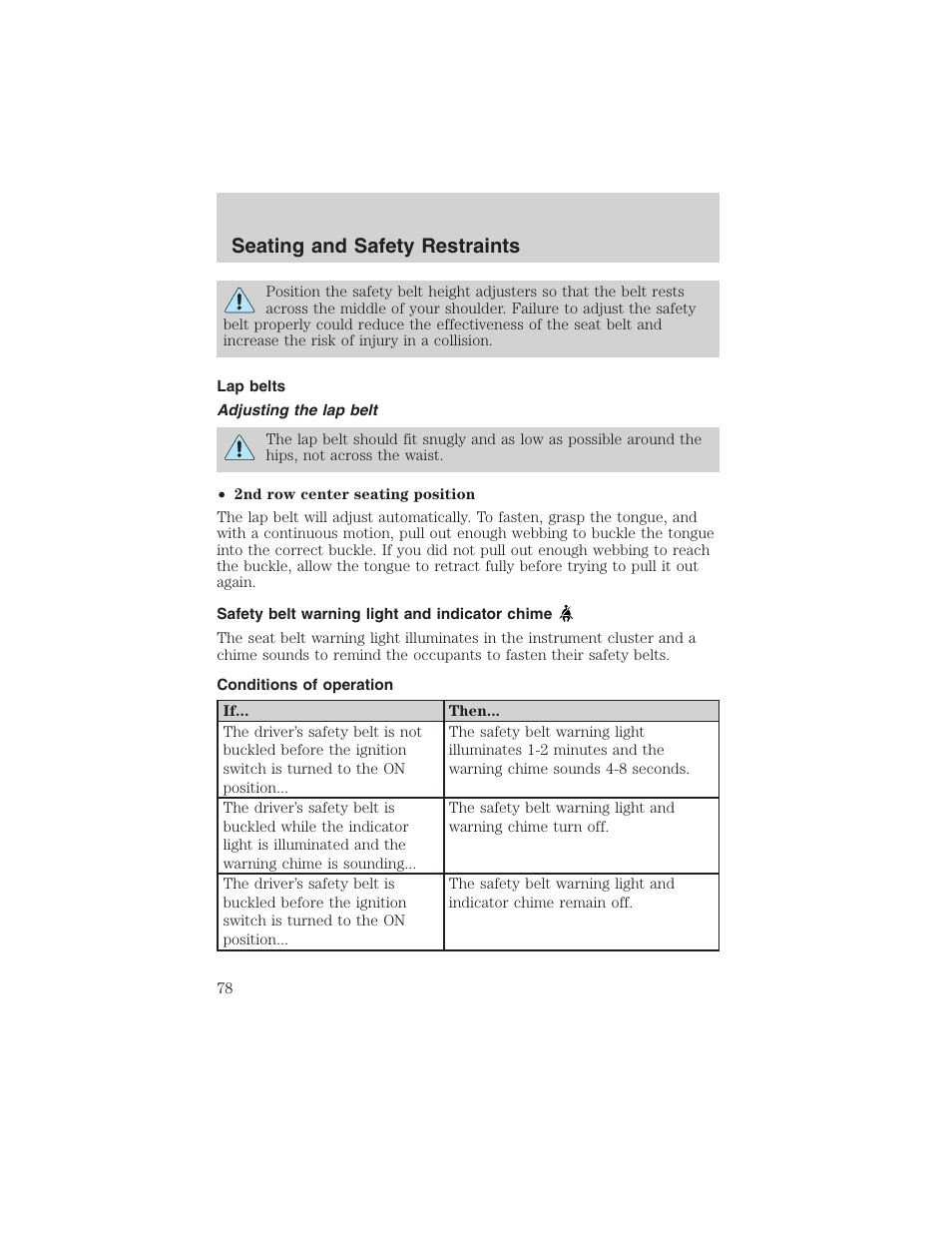 Seating and safety restraints | FORD 2002 Explorer Sport Trac User Manual | Page 78 / 200