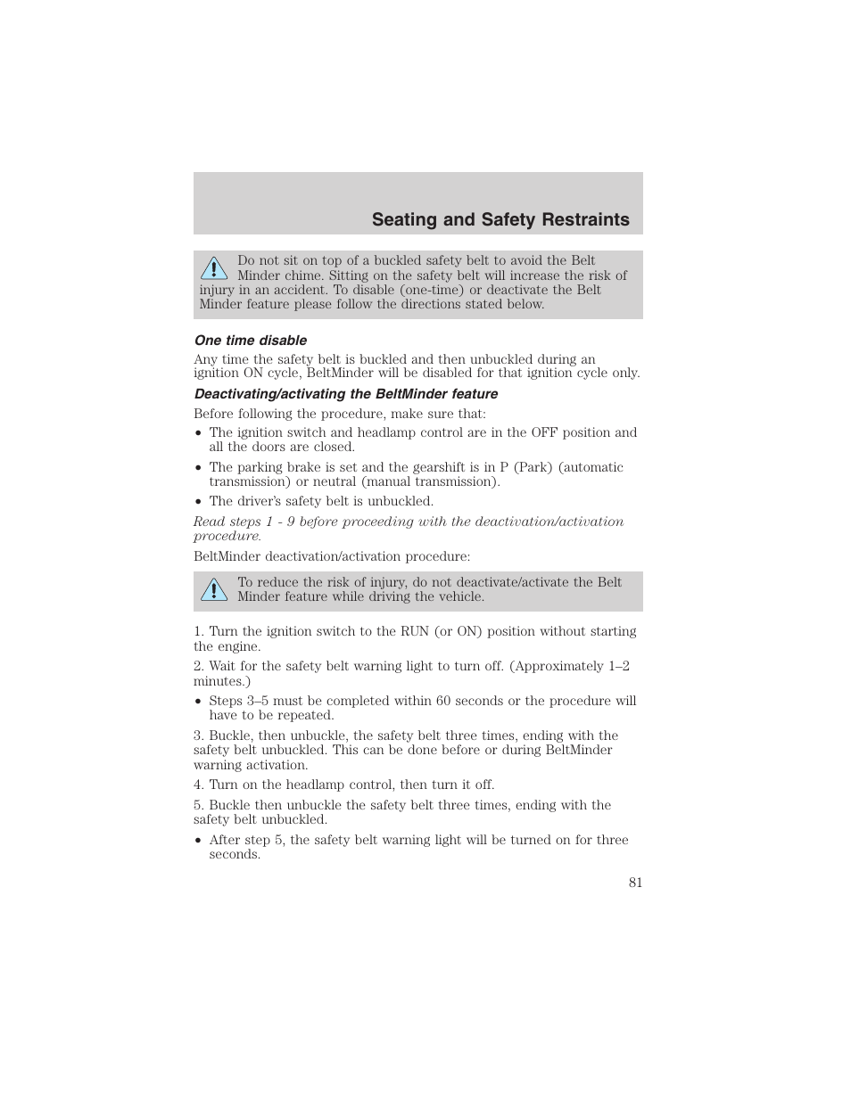 Seating and safety restraints | FORD 2002 Explorer Sport Trac User Manual | Page 81 / 200