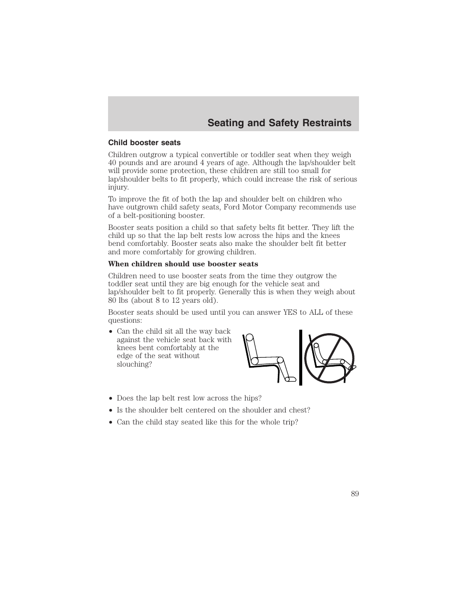 Seating and safety restraints | FORD 2002 Explorer Sport Trac User Manual | Page 89 / 200