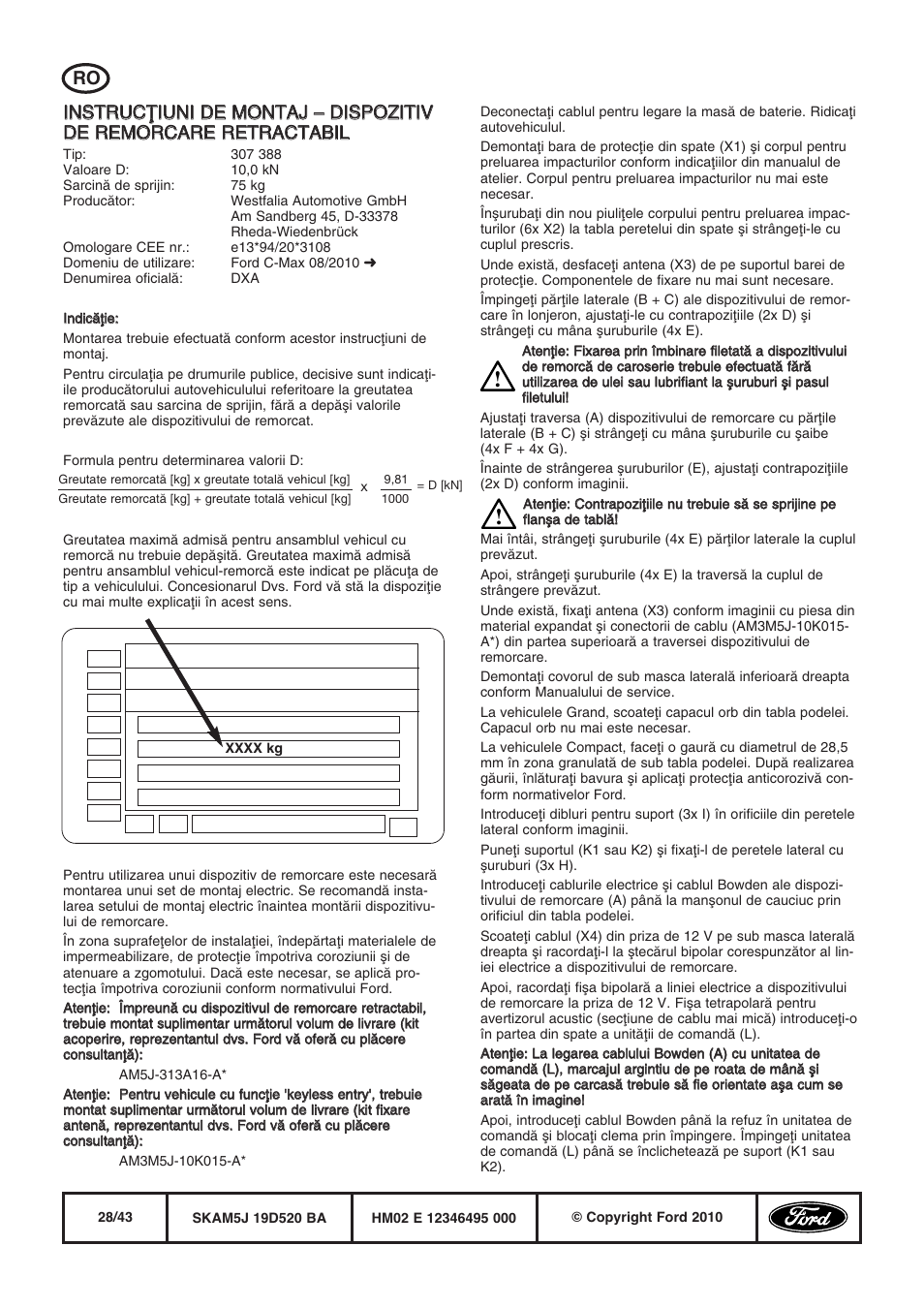 FORD WESTFALIA 388 User Manual | Page 28 / 43