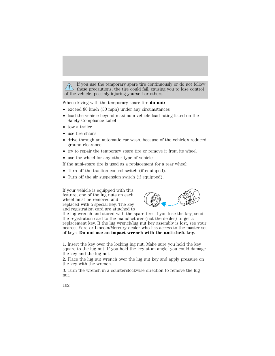 Roadside emergencies | FORD 1998 Crown Victoria User Manual | Page 102 / 160