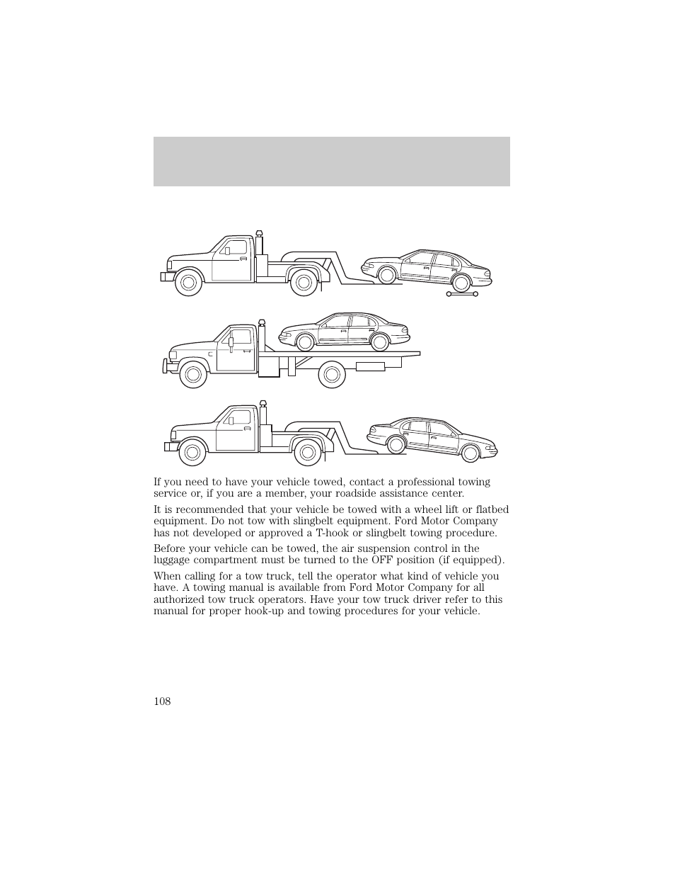 Roadside emergencies | FORD 1998 Crown Victoria User Manual | Page 108 / 160