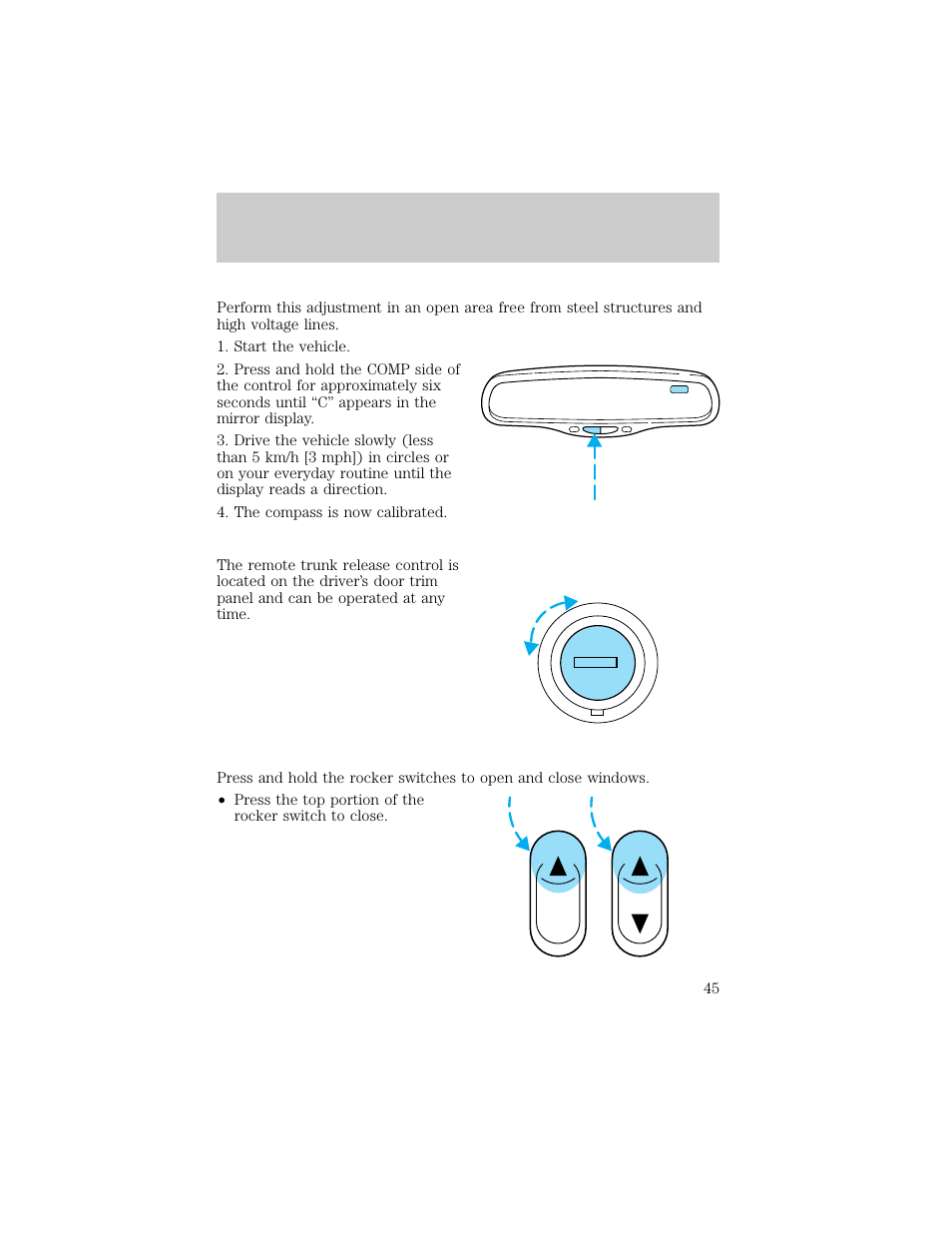 Controls and features, Tr un k | FORD 1998 Crown Victoria User Manual | Page 45 / 160