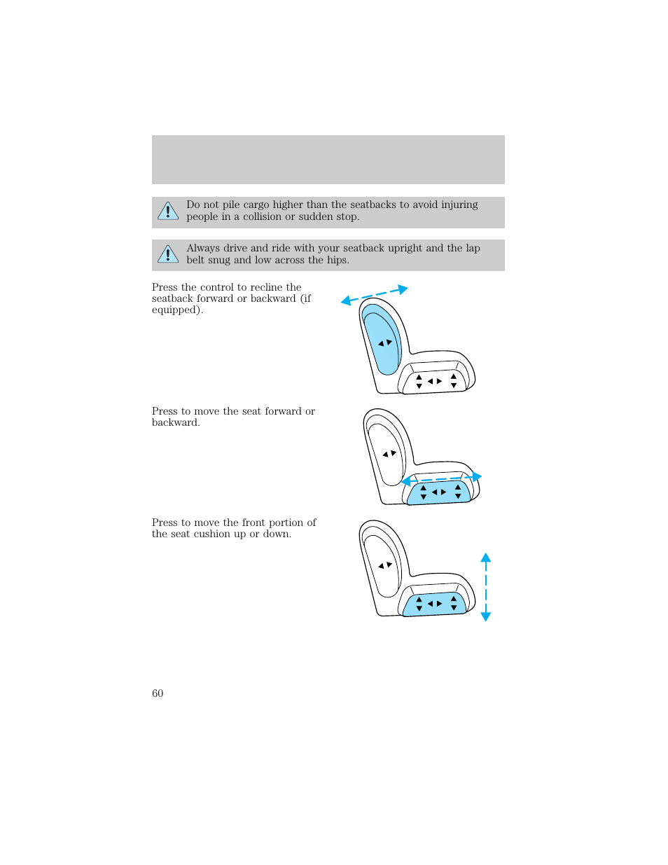 Seating and safety restraints | FORD 1998 Crown Victoria User Manual | Page 60 / 160