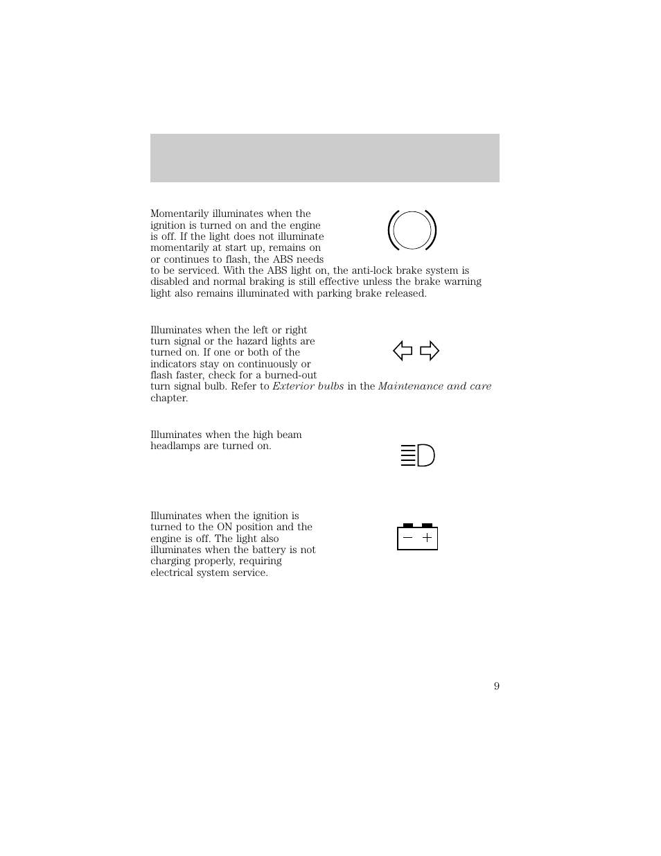 Instrumentation | FORD 1998 Crown Victoria User Manual | Page 9 / 160