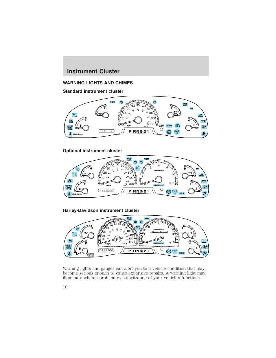 Instrument cluster | FORD 2002 F-150 User Manual | Page 10 / 312
