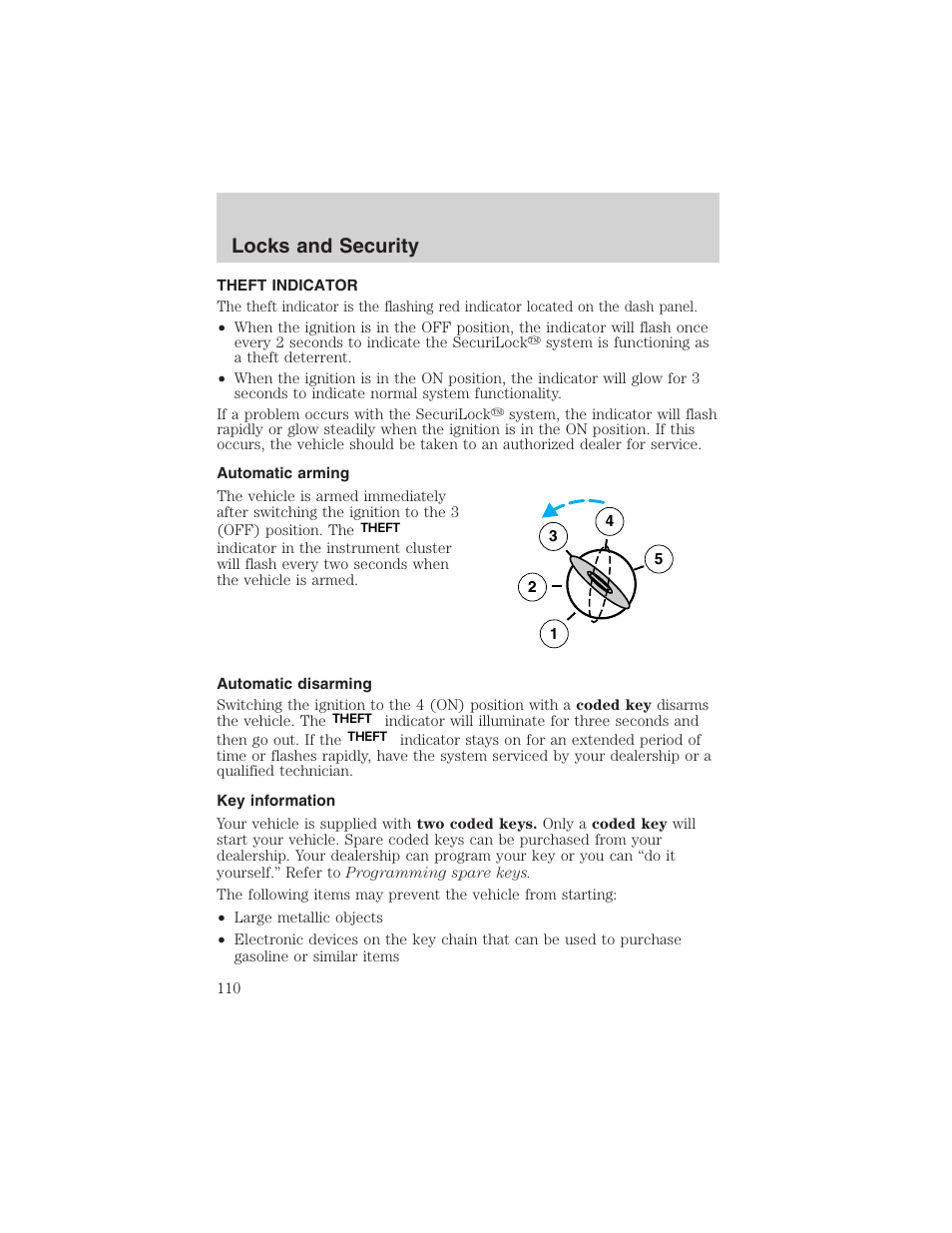 Locks and security | FORD 2002 F-150 User Manual | Page 110 / 312