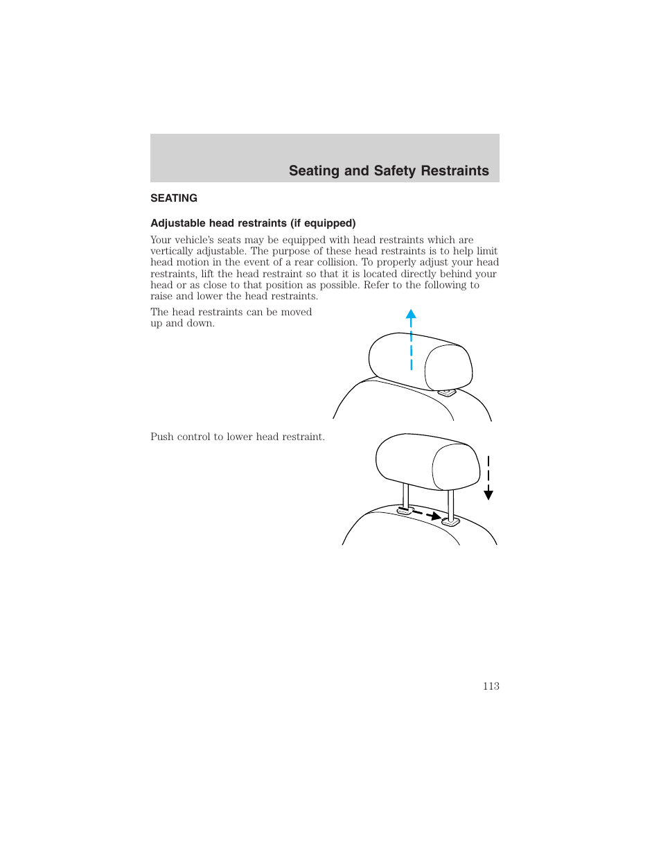 Seating and safety restraints | FORD 2002 F-150 User Manual | Page 113 / 312