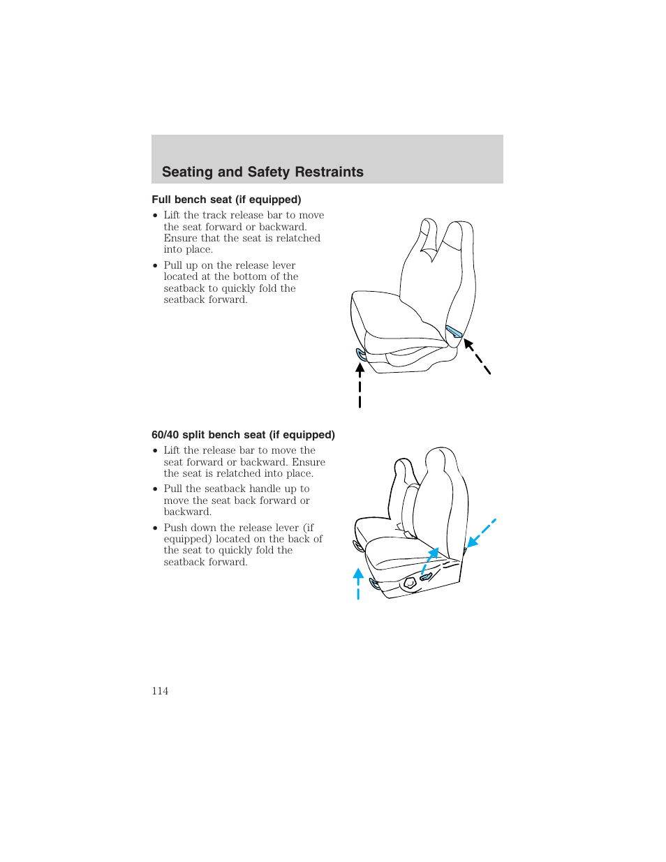 Seating and safety restraints | FORD 2002 F-150 User Manual | Page 114 / 312