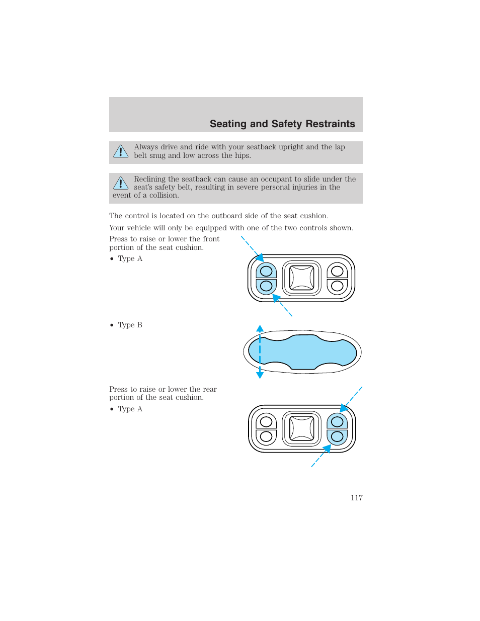 Seating and safety restraints | FORD 2002 F-150 User Manual | Page 117 / 312