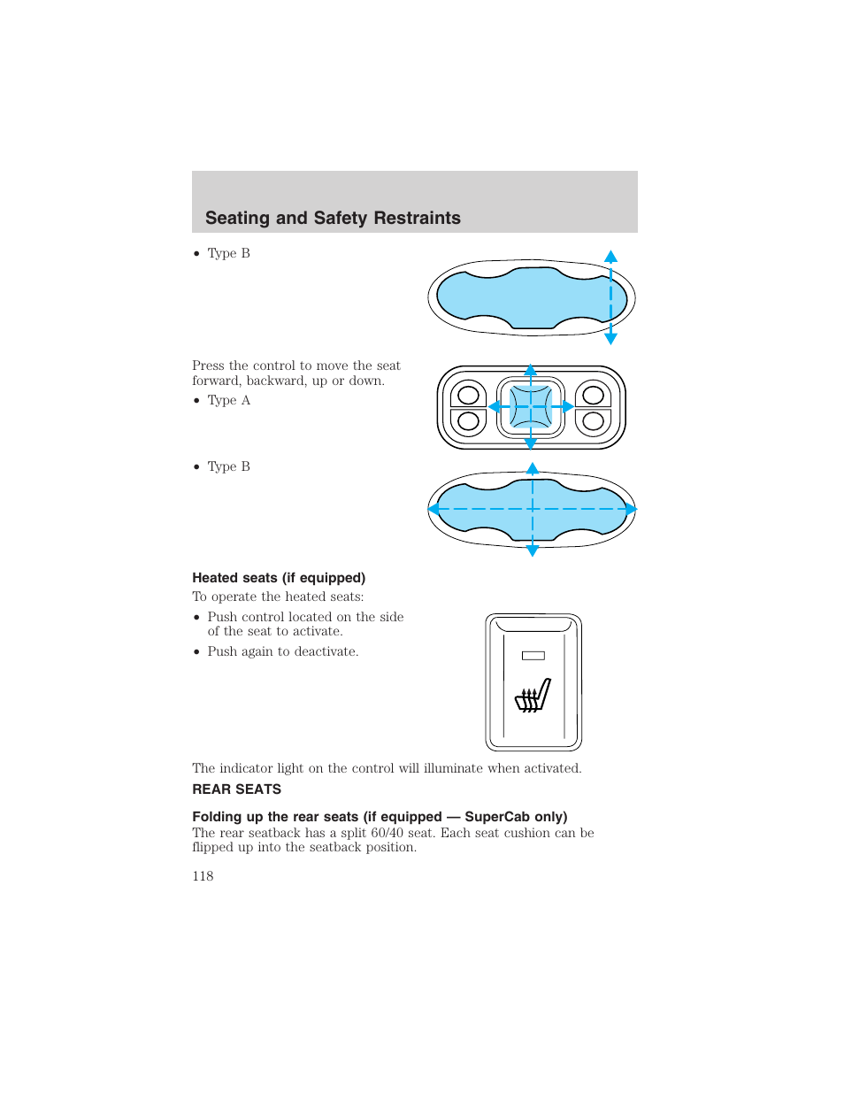 Seating and safety restraints | FORD 2002 F-150 User Manual | Page 118 / 312