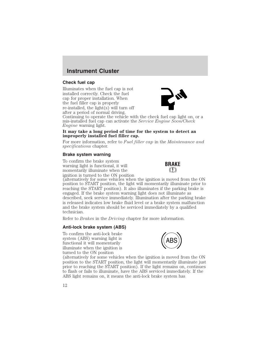 Instrument cluster | FORD 2002 F-150 User Manual | Page 12 / 312