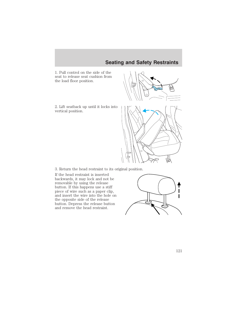 Seating and safety restraints | FORD 2002 F-150 User Manual | Page 121 / 312