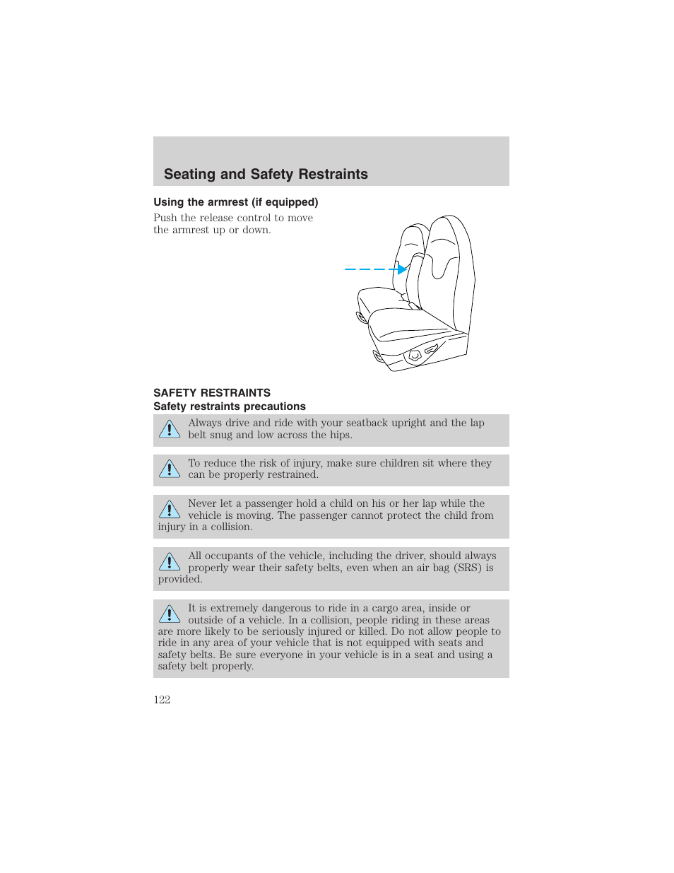 Seating and safety restraints | FORD 2002 F-150 User Manual | Page 122 / 312