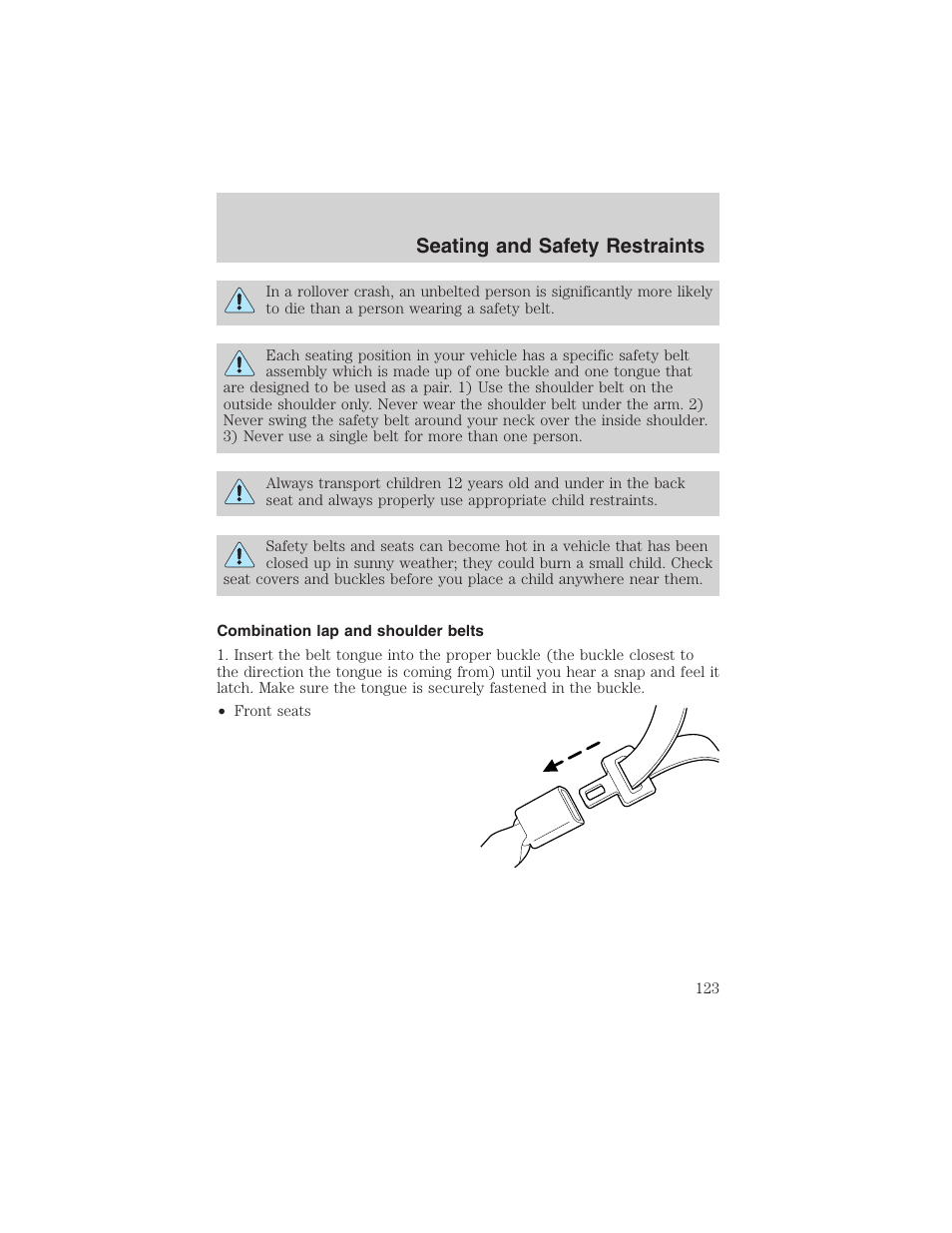 Seating and safety restraints | FORD 2002 F-150 User Manual | Page 123 / 312