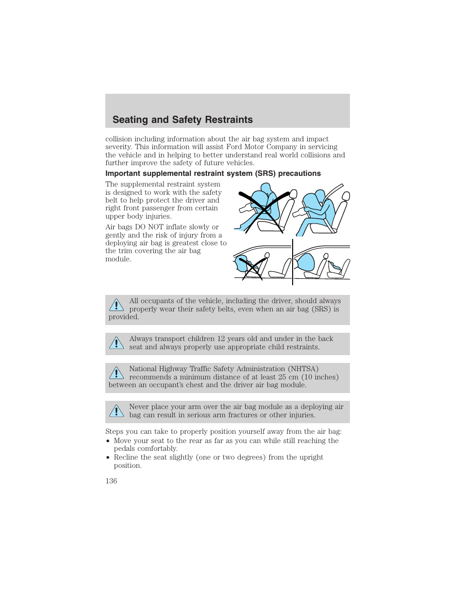 Seating and safety restraints | FORD 2002 F-150 User Manual | Page 136 / 312