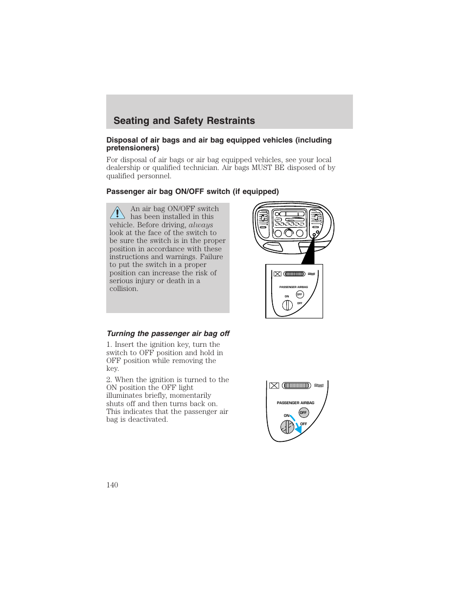 Seating and safety restraints | FORD 2002 F-150 User Manual | Page 140 / 312