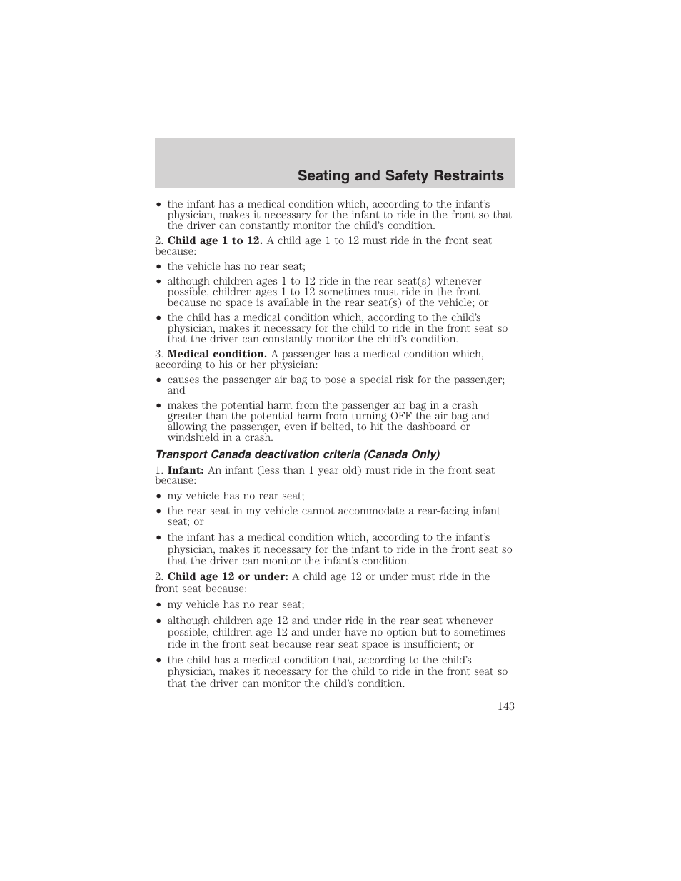 Seating and safety restraints | FORD 2002 F-150 User Manual | Page 143 / 312