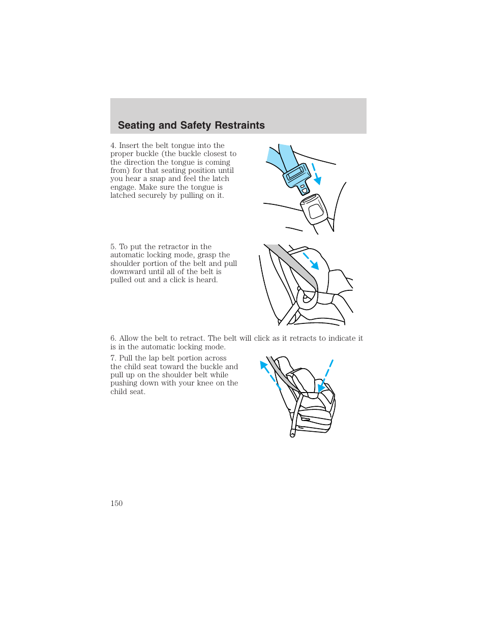 Seating and safety restraints | FORD 2002 F-150 User Manual | Page 150 / 312