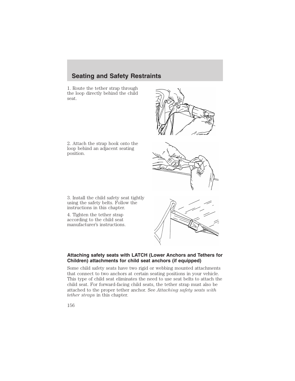 Seating and safety restraints | FORD 2002 F-150 User Manual | Page 156 / 312