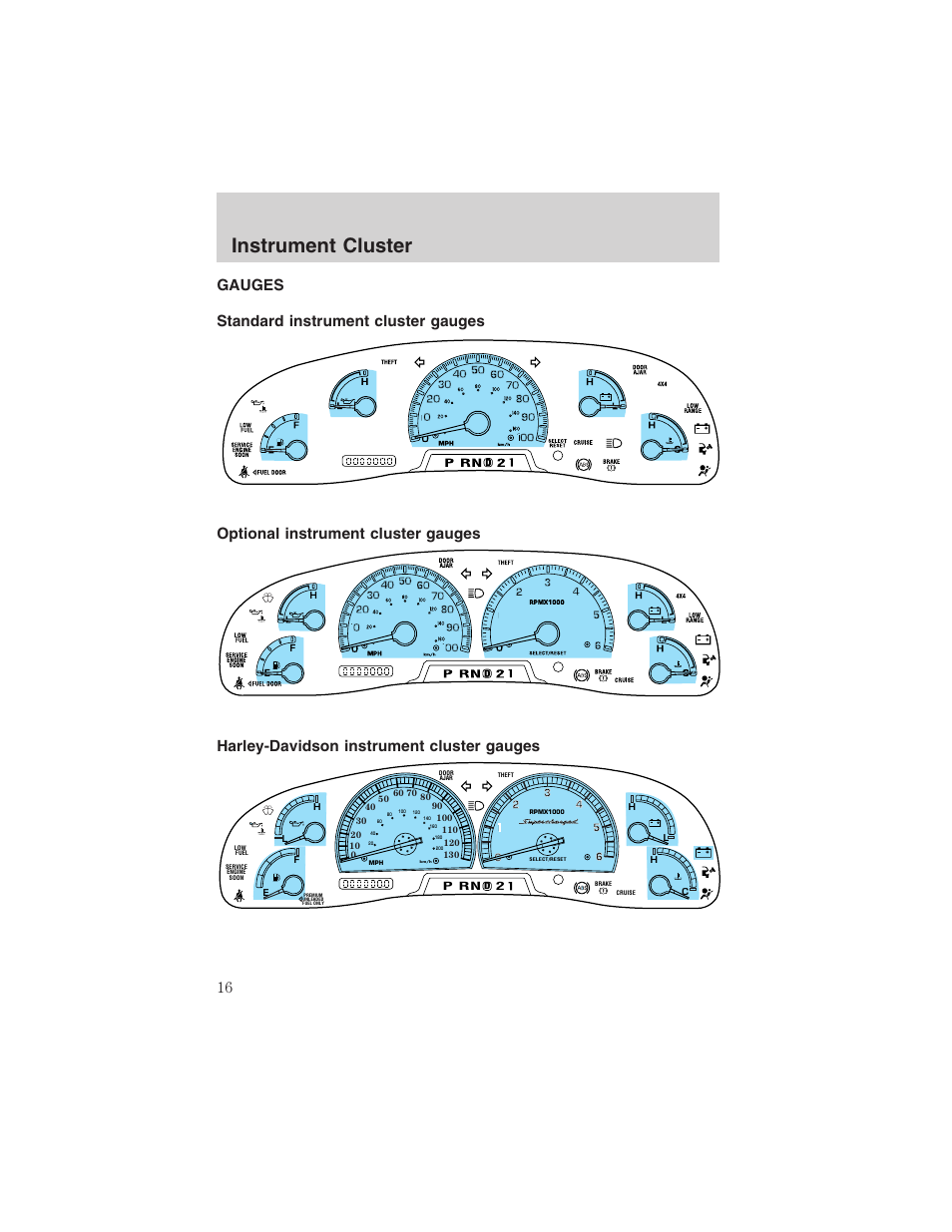 Instrument cluster | FORD 2002 F-150 User Manual | Page 16 / 312