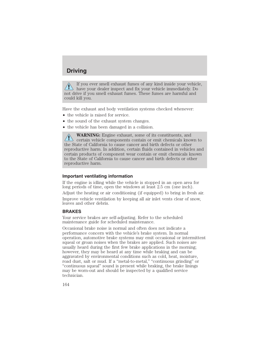 Driving | FORD 2002 F-150 User Manual | Page 164 / 312