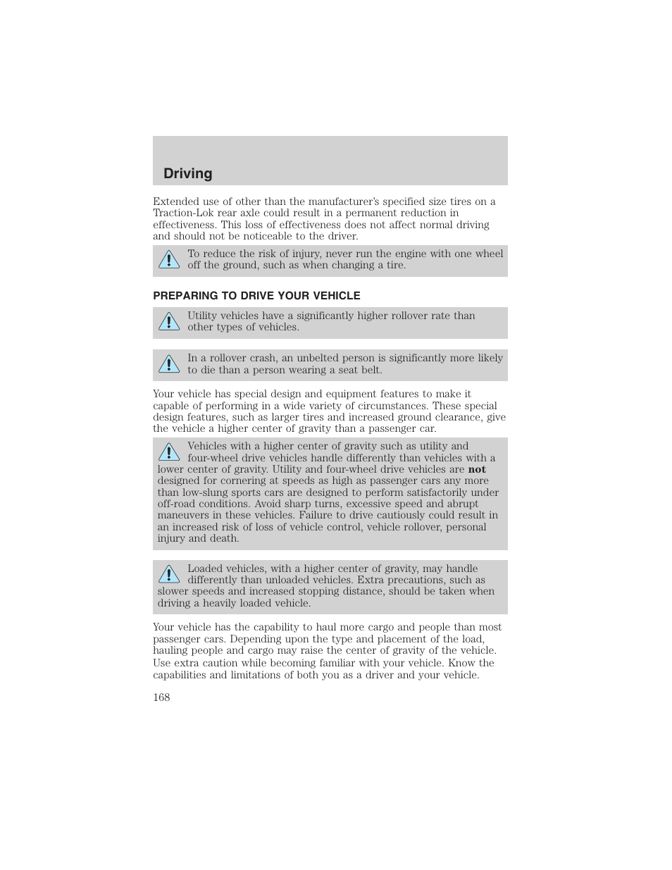 Driving | FORD 2002 F-150 User Manual | Page 168 / 312