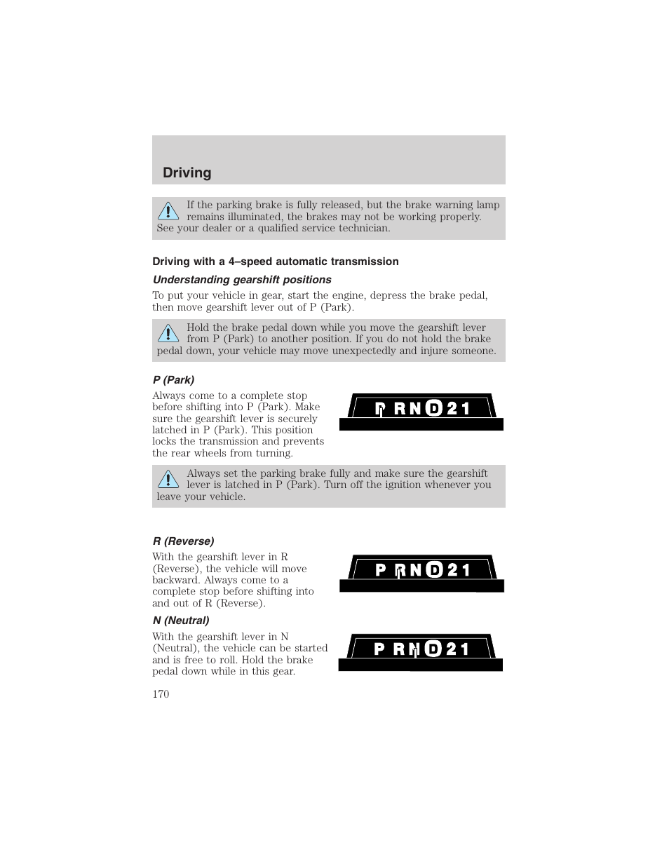 Driving | FORD 2002 F-150 User Manual | Page 170 / 312