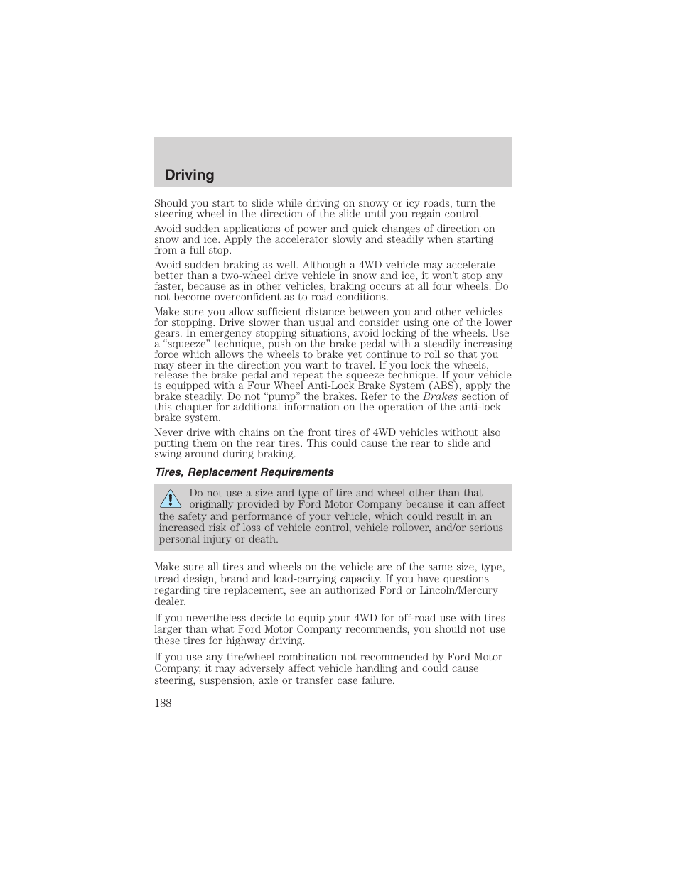 Driving | FORD 2002 F-150 User Manual | Page 188 / 312