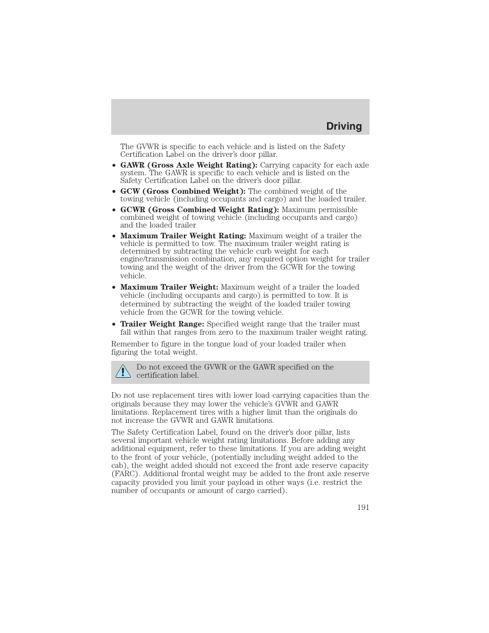 Driving | FORD 2002 F-150 User Manual | Page 191 / 312