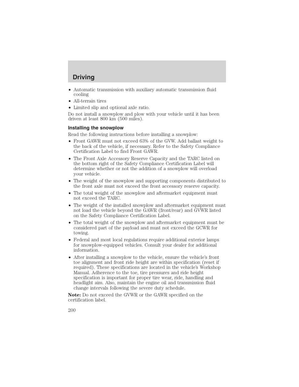 Driving | FORD 2002 F-150 User Manual | Page 200 / 312