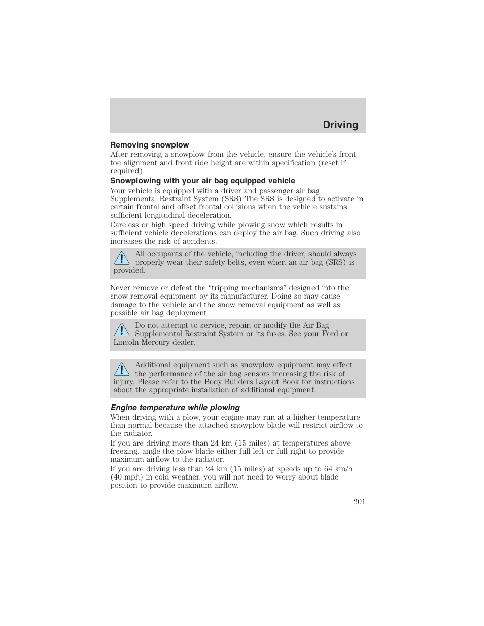 Driving | FORD 2002 F-150 User Manual | Page 201 / 312