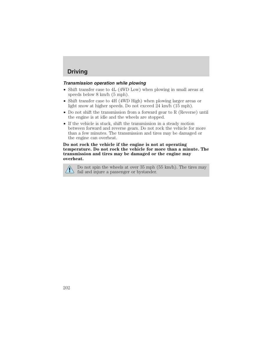 Driving | FORD 2002 F-150 User Manual | Page 202 / 312