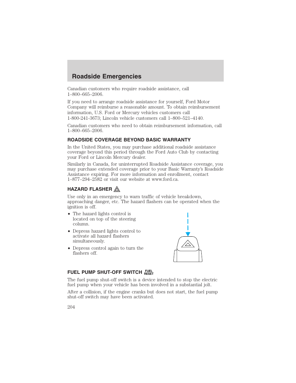 Roadside emergencies | FORD 2002 F-150 User Manual | Page 204 / 312