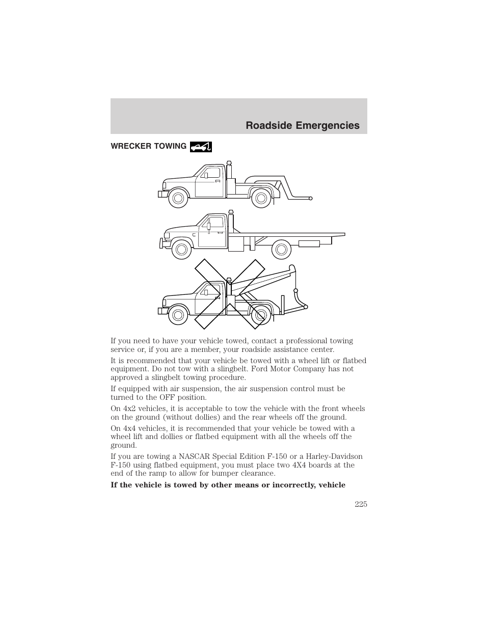 Roadside emergencies | FORD 2002 F-150 User Manual | Page 225 / 312