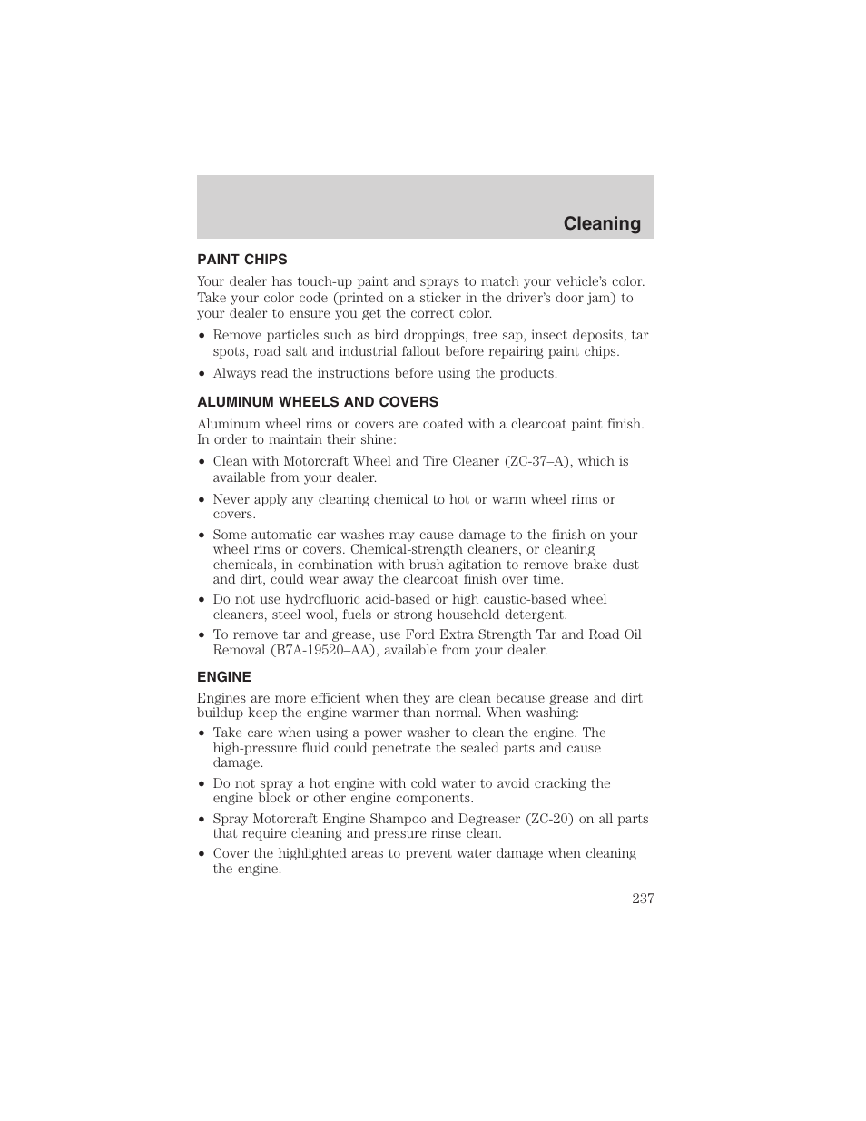 Cleaning | FORD 2002 F-150 User Manual | Page 237 / 312