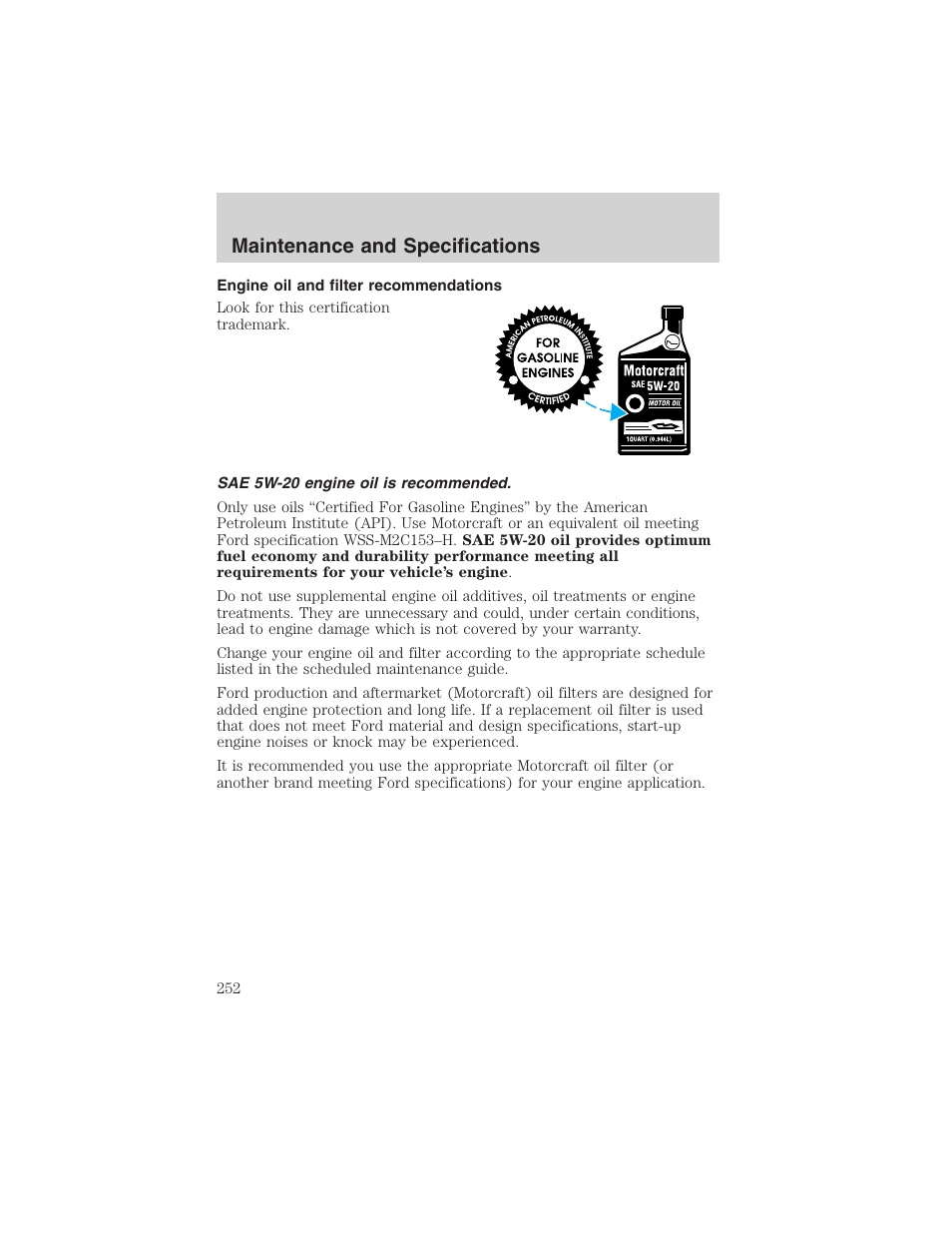 Maintenance and specifications | FORD 2002 F-150 User Manual | Page 252 / 312