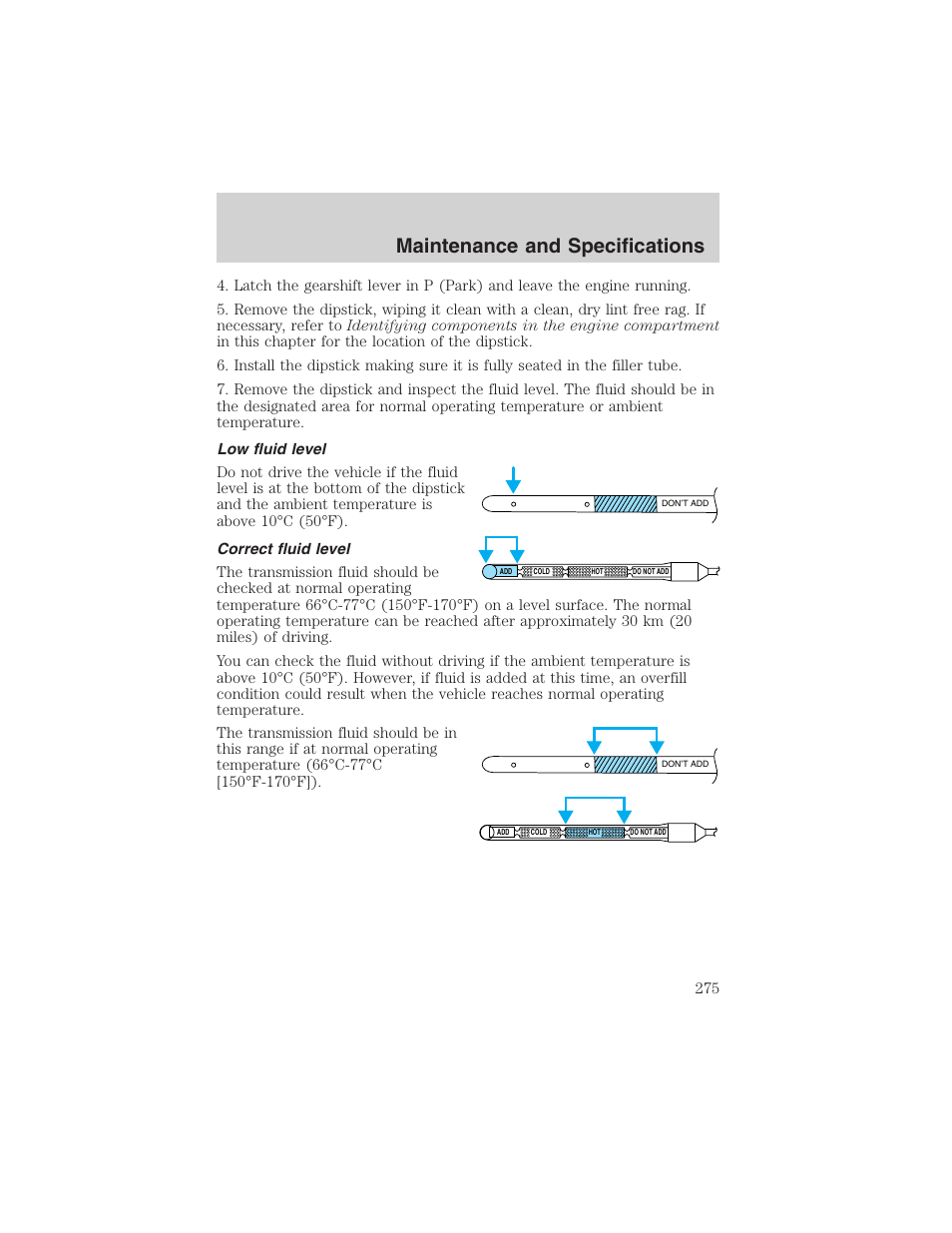 Maintenance and specifications | FORD 2002 F-150 User Manual | Page 275 / 312