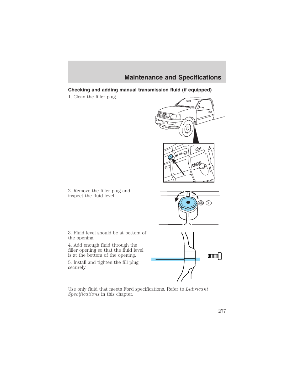 Maintenance and specifications | FORD 2002 F-150 User Manual | Page 277 / 312