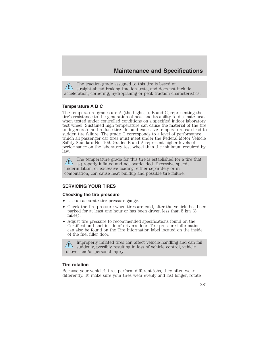 Maintenance and specifications | FORD 2002 F-150 User Manual | Page 281 / 312