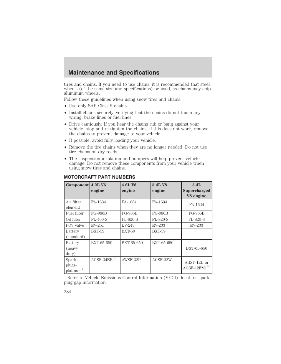 Maintenance and specifications | FORD 2002 F-150 User Manual | Page 284 / 312