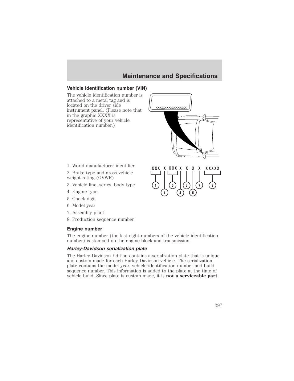 Maintenance and specifications | FORD 2002 F-150 User Manual | Page 297 / 312
