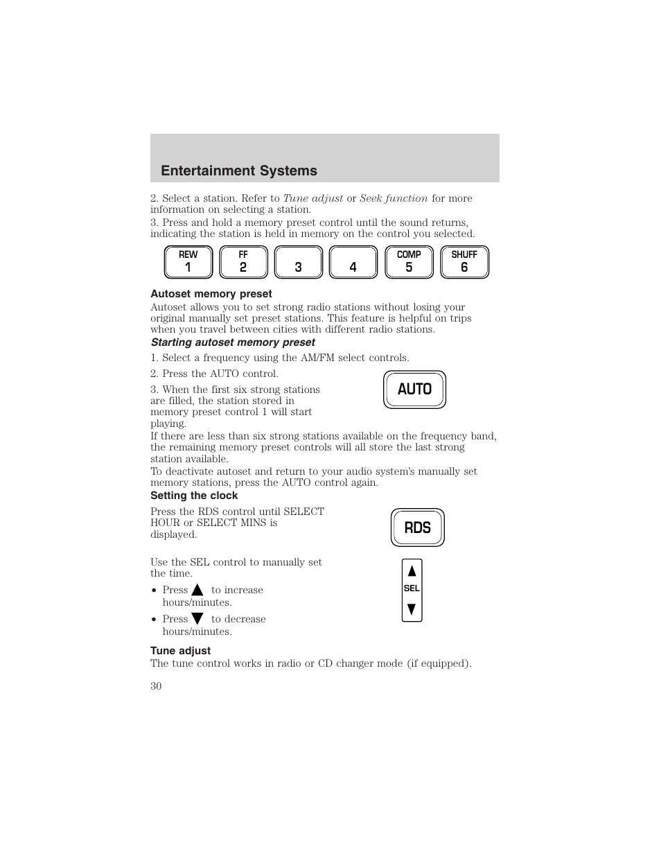 Auto rds, Entertainment systems | FORD 2002 F-150 User Manual | Page 30 / 312