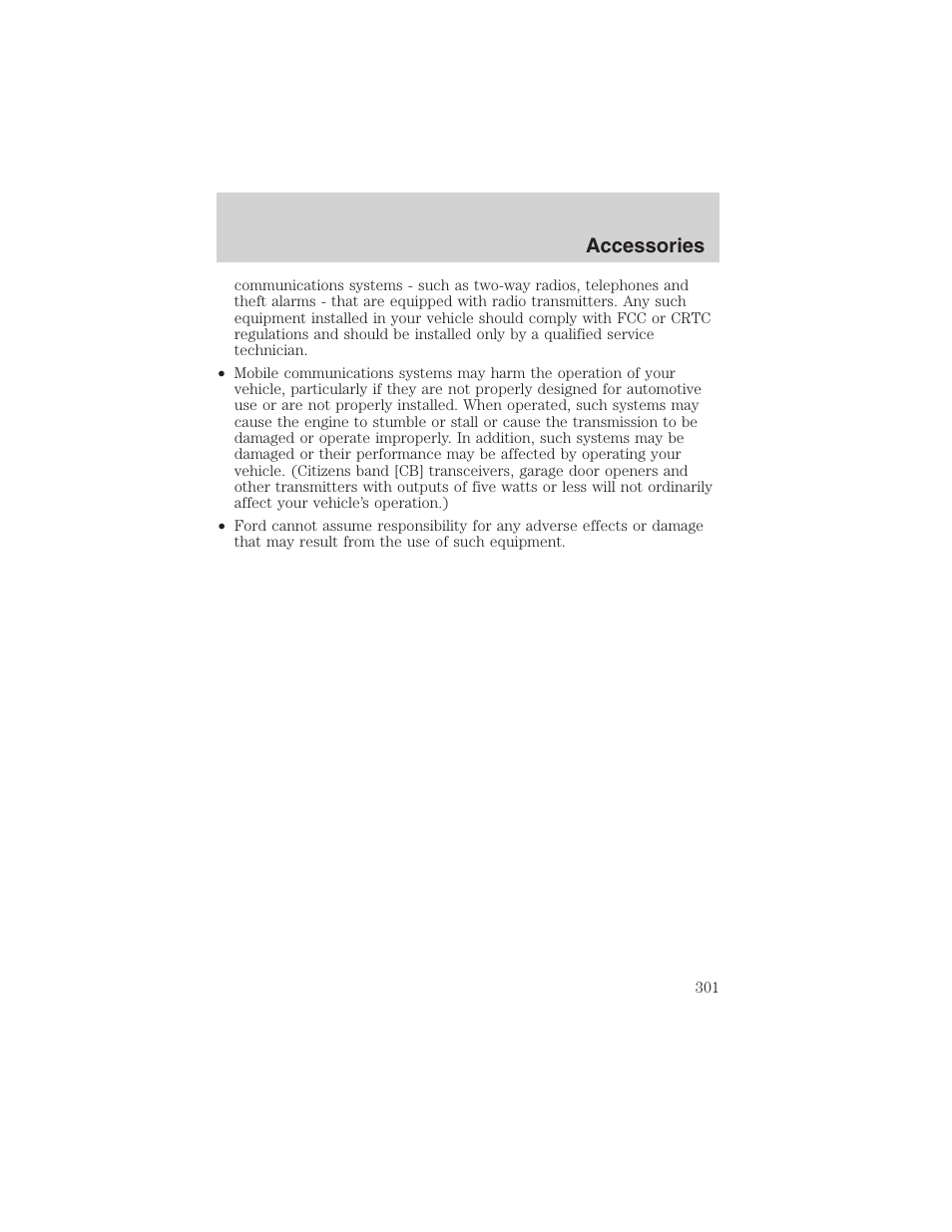 Accessories | FORD 2002 F-150 User Manual | Page 301 / 312
