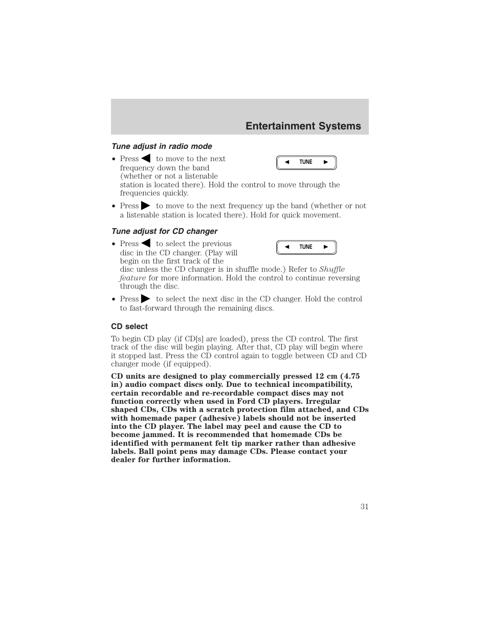 Entertainment systems | FORD 2002 F-150 User Manual | Page 31 / 312