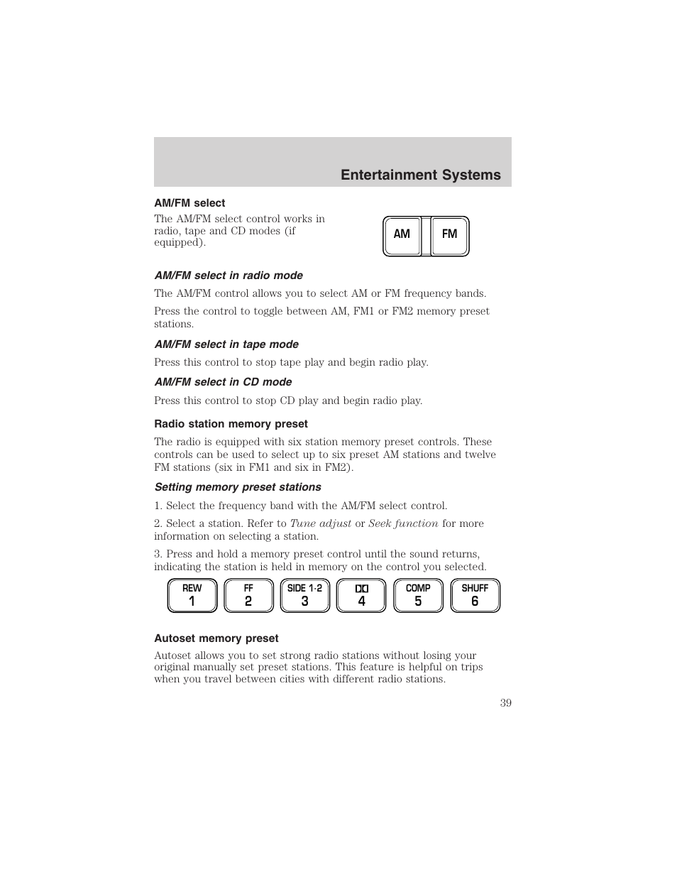 Entertainment systems | FORD 2002 F-150 User Manual | Page 39 / 312