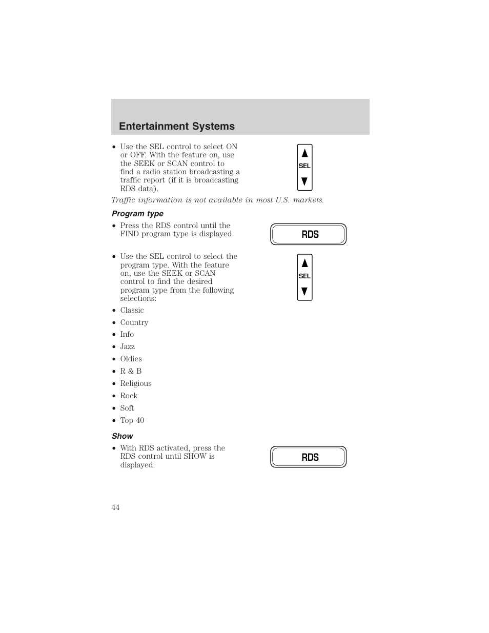 Entertainment systems | FORD 2002 F-150 User Manual | Page 44 / 312